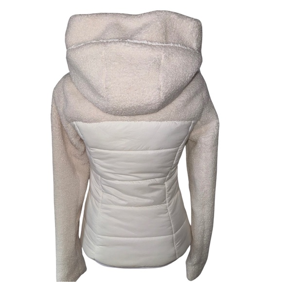 Soia & Kyo Cream Off White Fitted Hooded Lightweight Puffer Coat - Picture 3 of 4